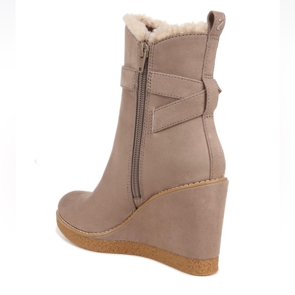 Women’s Taupe Shearling Wedge Booties - Picture 8 of 13